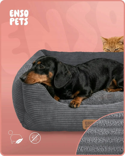 Enso Pets veliūrinė šunų lova L dydžio, minkšta ir patogi gultas-sofa