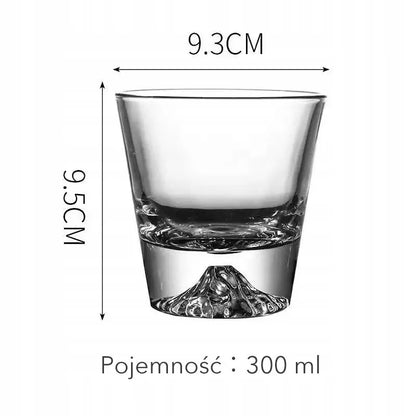 „Epsence“ stiklinės viskiui ir gėrimams, 6 vnt. rinkinys, storas dugnas su kalnų raštu, 300 ml