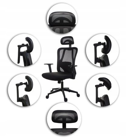 Ergonominė biuro kėdė FXB004 su reguliuojamais porankiais ir galvos atrama, BHP