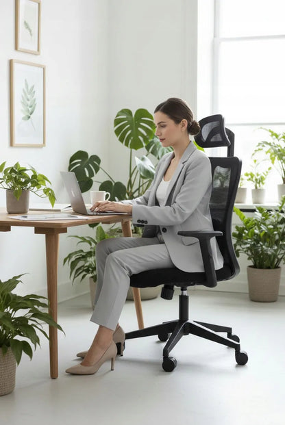 Ergonominė biuro kėdė FXB004 su reguliuojamais porankiais ir galvos atrama, BHP