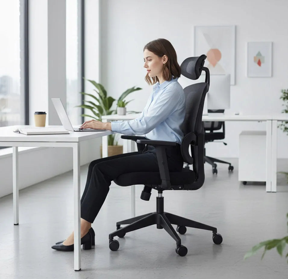 Ergonominė biuro kėdė GIOSEDIO FXA004 su reguliuojamais porankiais, atitinkanti saugos reikalavimus