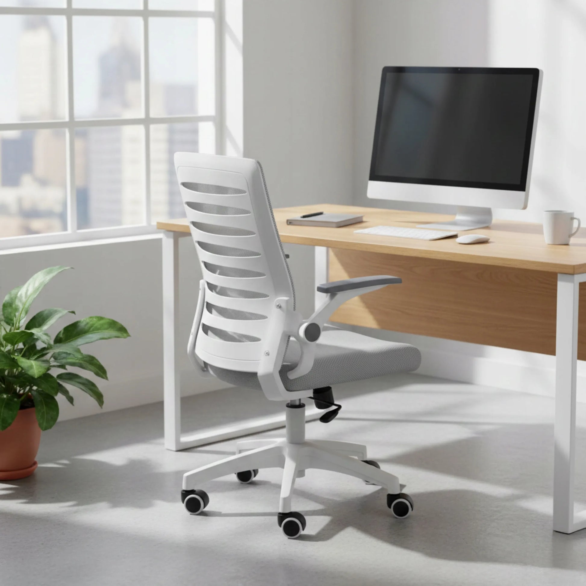 Ergonominė biuro kėdė KRAKEN Kredo su ratukais ir reguliavimu, pilka