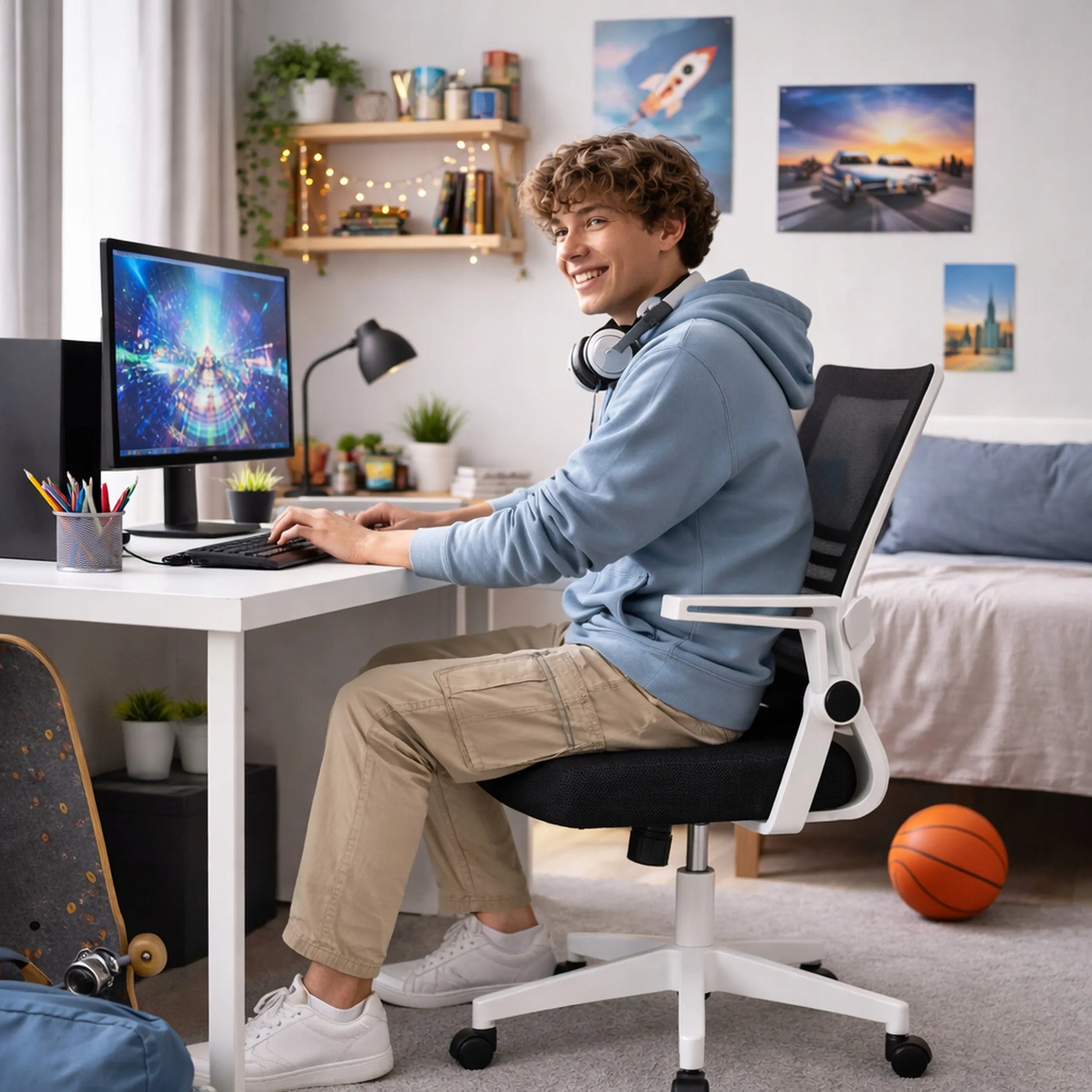 Ergonominė biuro kėdė KRAKEN Kredo, sukamoji, medžiaginė, juoda