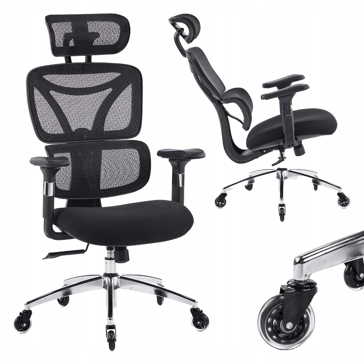 Ergonominė biuro kėdė Spacetronik Nero, pasukama, iki 150 kg, reguliuojama