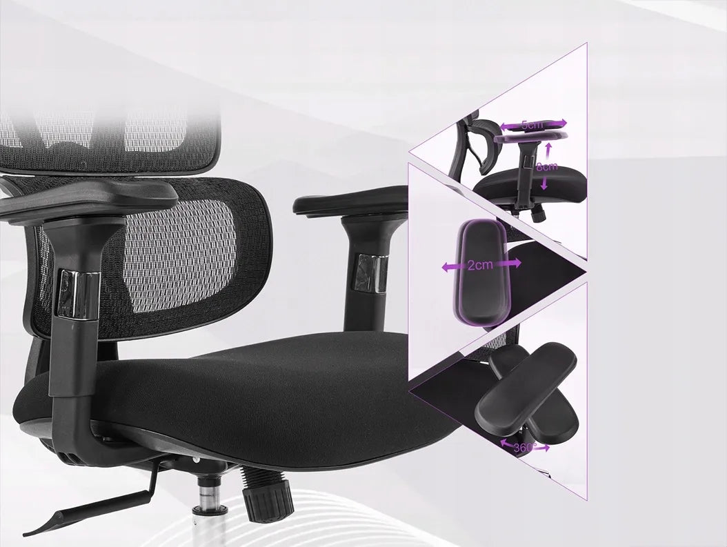 Ergonominė biuro kėdė Spacetronik Nero, pasukama, iki 150 kg, reguliuojama