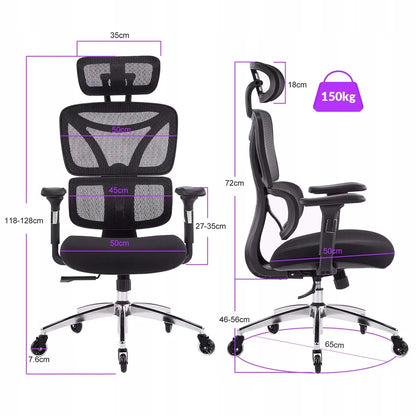 Ergonominė biuro kėdė Spacetronik Nero, pasukama, iki 150 kg, reguliuojama