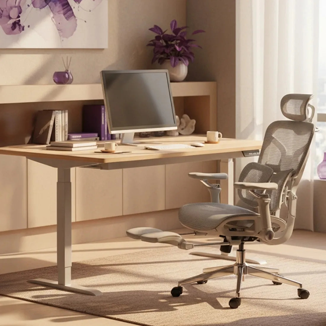 Ergonominė biuro kėdė Spacetronik Springo, pilka, su tinkleliu, reguliuojama