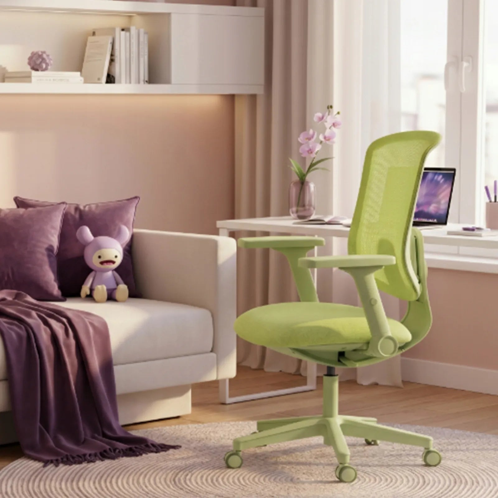 Ergonominė biuro kėdė Spacetronik, žalia, pasukama, reguliuojamo aukščio