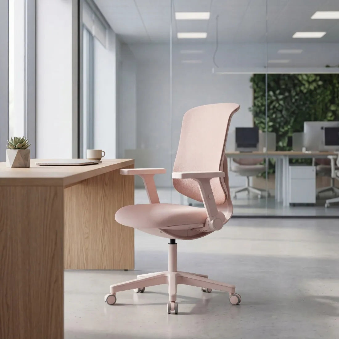 Ergonominė rožinė darbo kėdė Spacetronik Retto su reguliuojamu aukščiu 47-57 cm