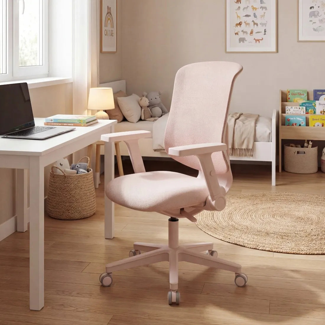 Ergonominė rožinė darbo kėdė Spacetronik Retto su reguliuojamu aukščiu 47-57 cm