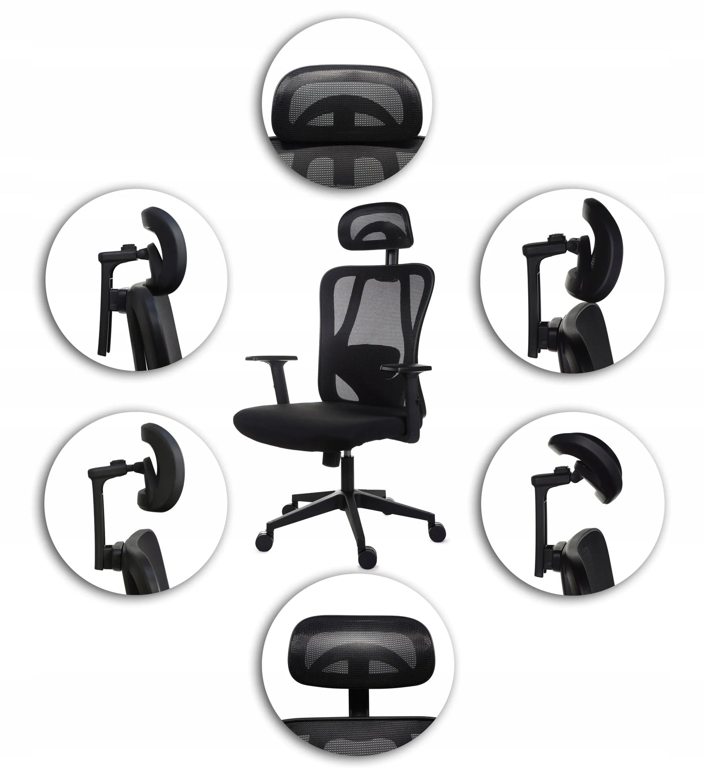Ergonomiška biuro kėdė Giosedio FXB004 su reguliuojamais porankiais ir galvos atrama, atitinkanti saugos reikalavimus