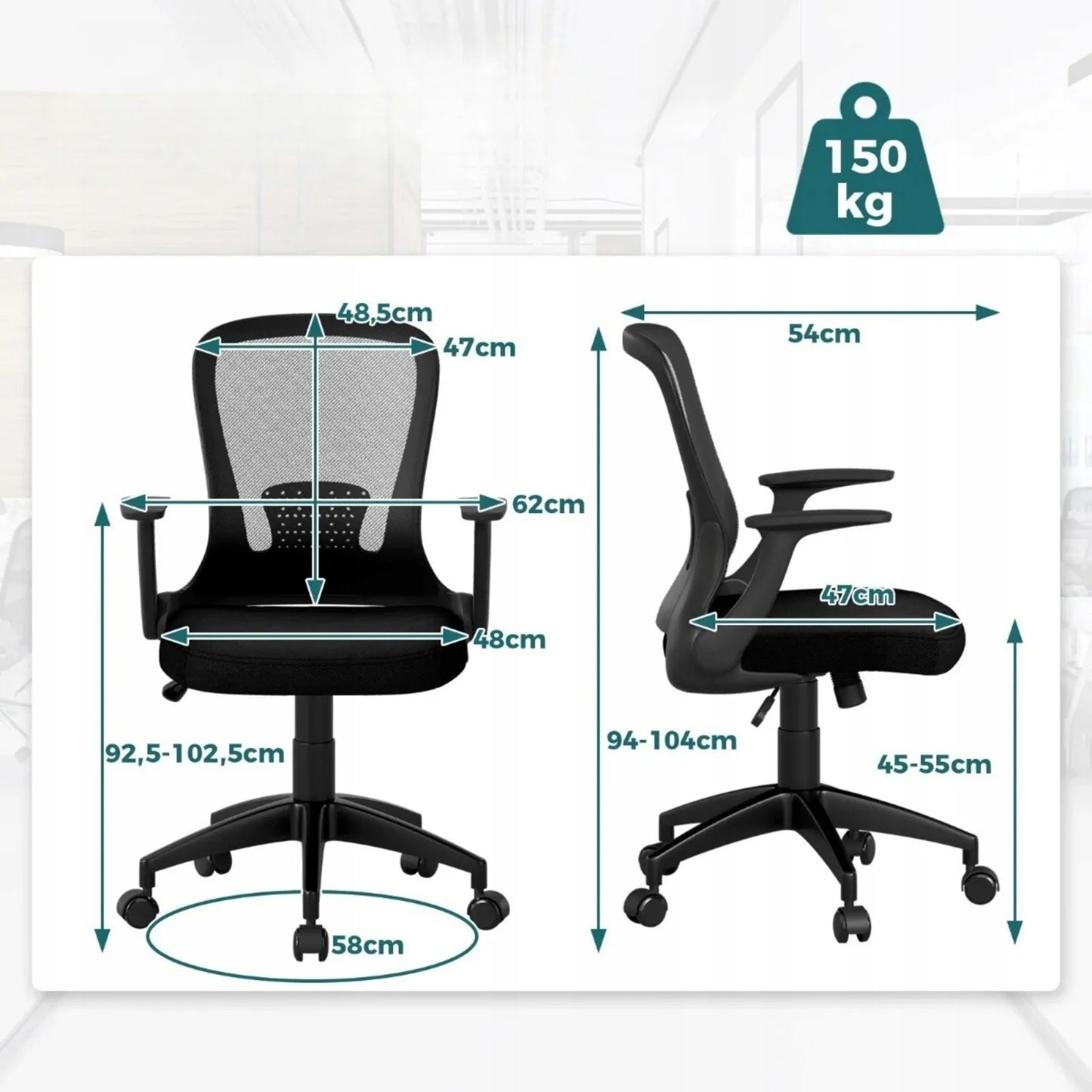 Ergonomiška biuro kėdė su reguliuojamu atlošu