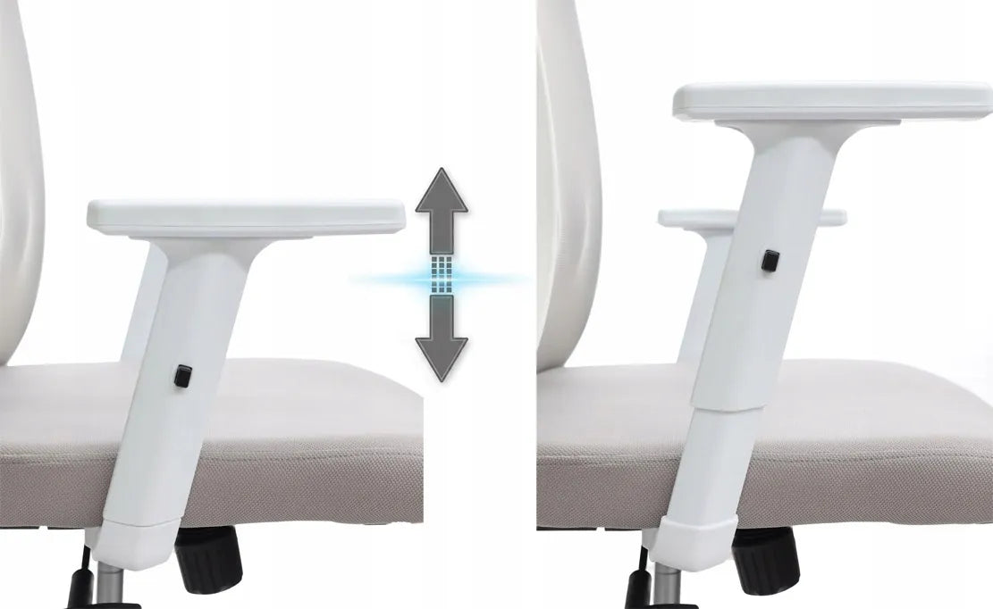 Ergonomiška pilka balta biuro kėdė Giosedio FXB002 su reguliuojamais porankiais