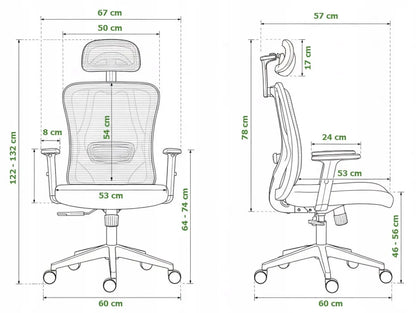Ergonomiška pilka balta biuro kėdė Giosedio FXB002 su reguliuojamais porankiais