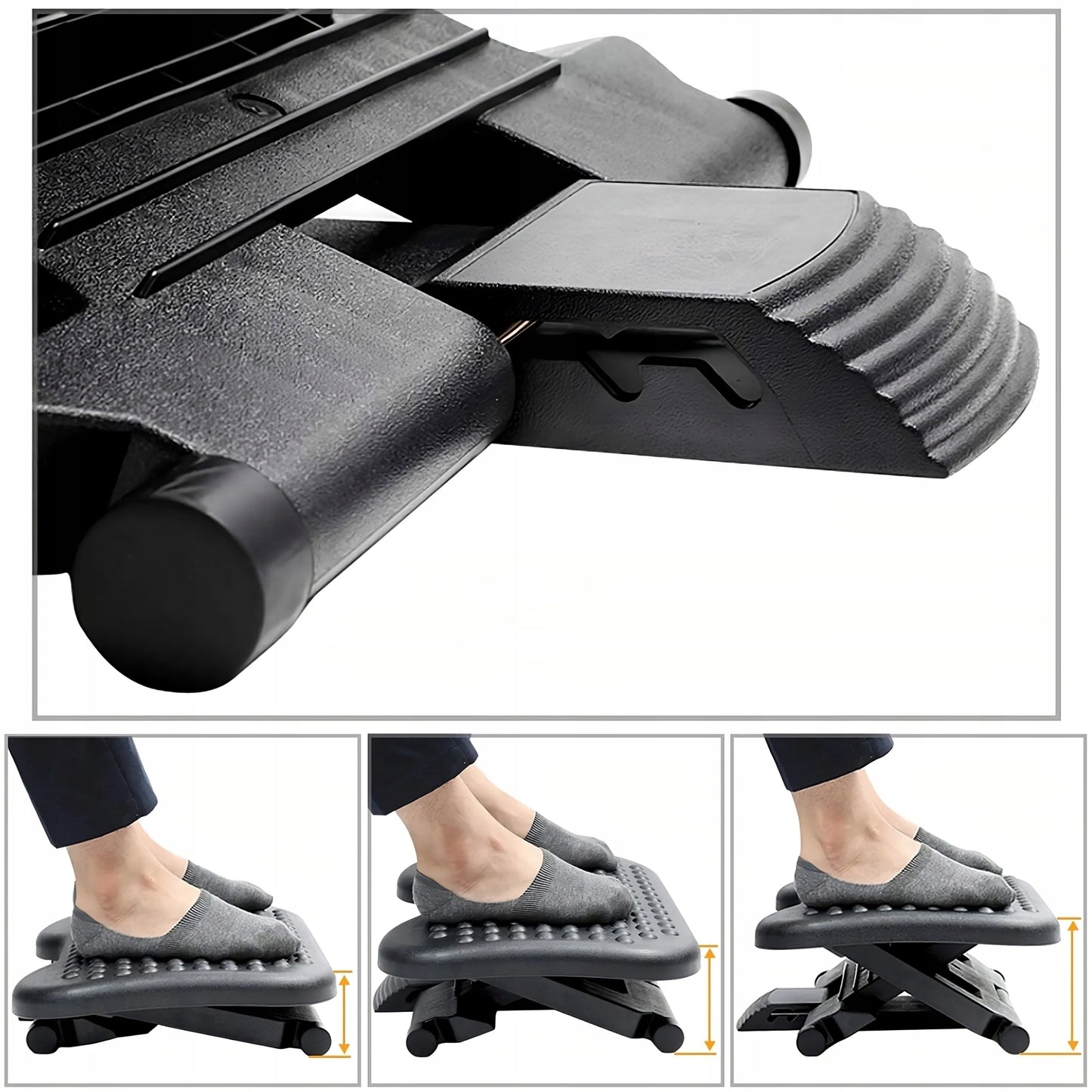 Ergonomiškas reguliuojamas biuro kojų atramos pagrindas XXL po stalu