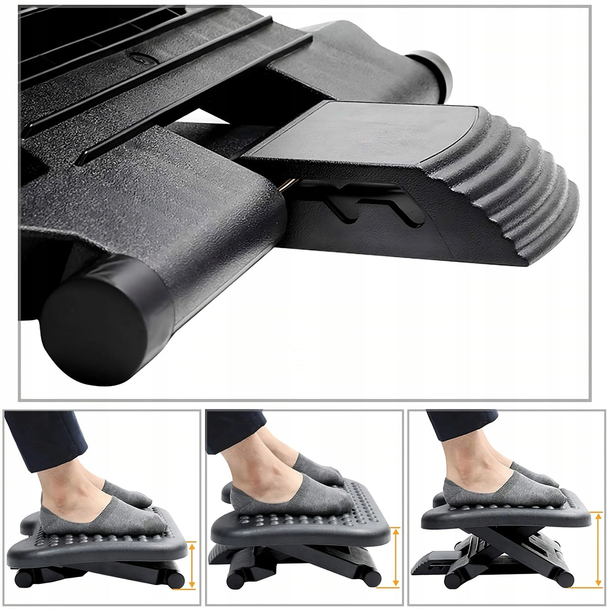 Ergonomiškas reguliuojamas biuro kojų atramos pagrindas XXL po stalu
