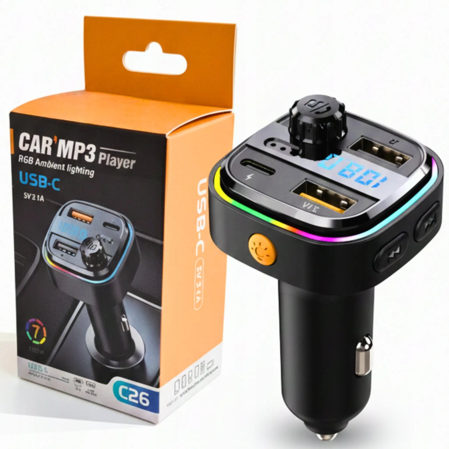 Eurolook RT-6 FM siųstuvas Bluetooth automobilinis MP3 grotuvas QC 3.0 USB įkroviklis laisvų rankų įranga