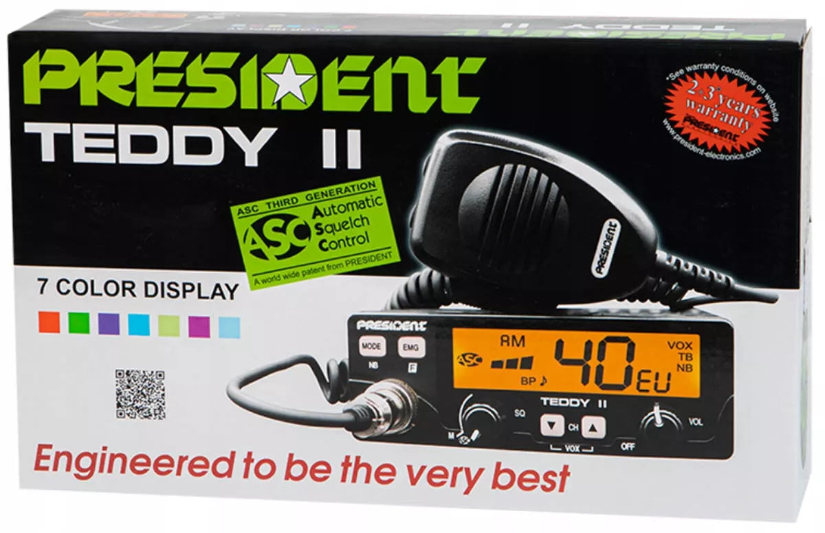 CB RADIJAS PRESIDENT TEDDY II ASC + Antena Hustler