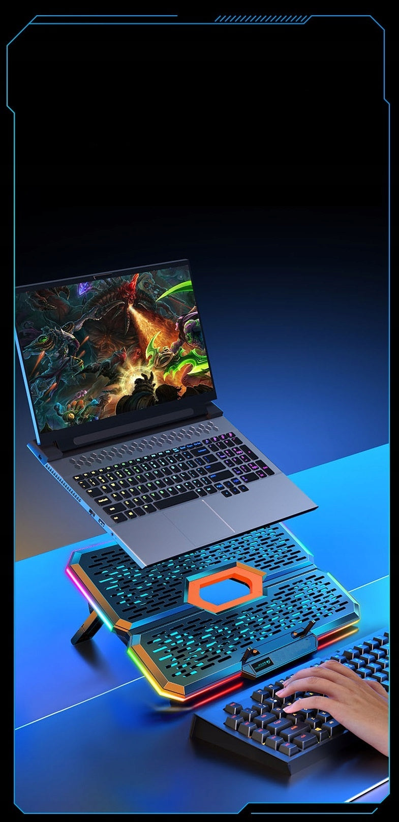 Aušinantis stovas nešiojamam kompiuteriui 12-17' su 10 ventiliatorių