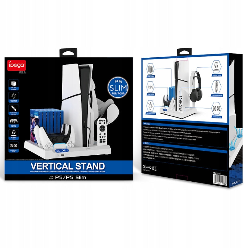 Aušinimo stotelė iPega stovas Sony PS5 Pro Slim, 2 valdikliams, ausinėms, pulteliui