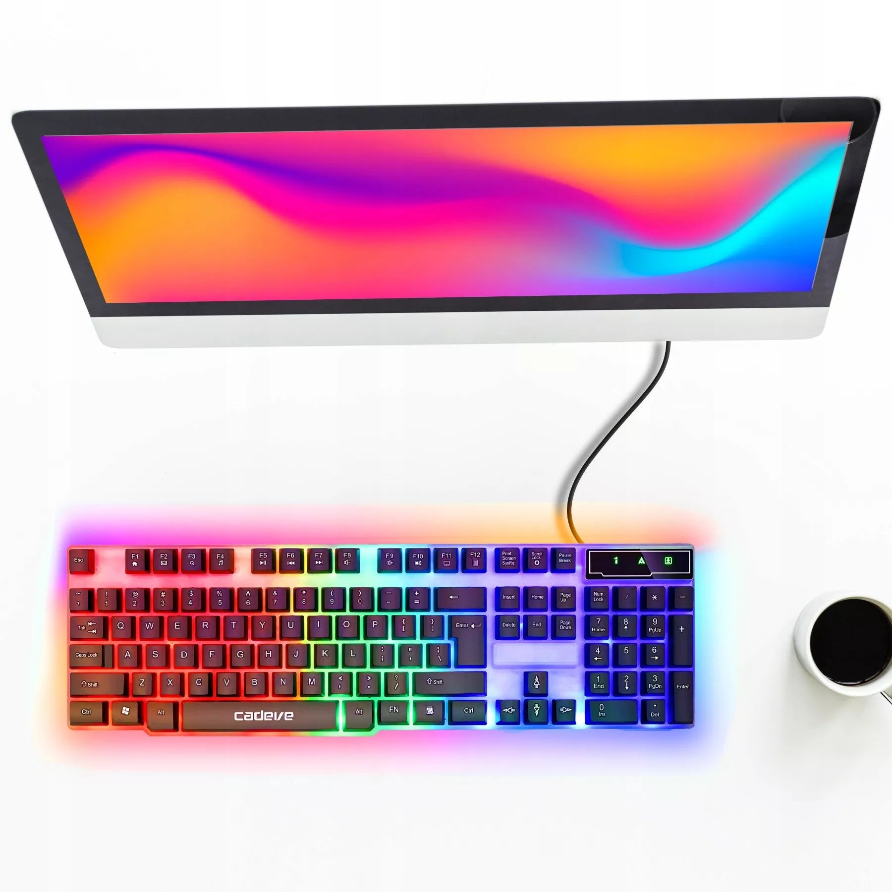 Žaidimų klaviatūra su LED pašvietimu žaidėjams, Membraninė, USB, NumLock