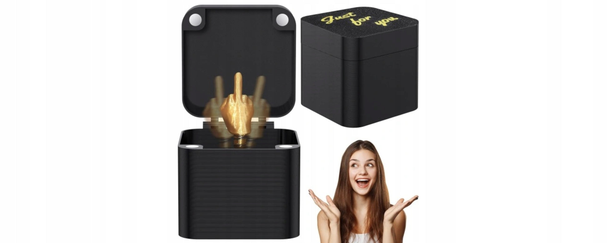 Juokingas iššokantis rankos su viduriniu pirštu pokštas - originali dovana