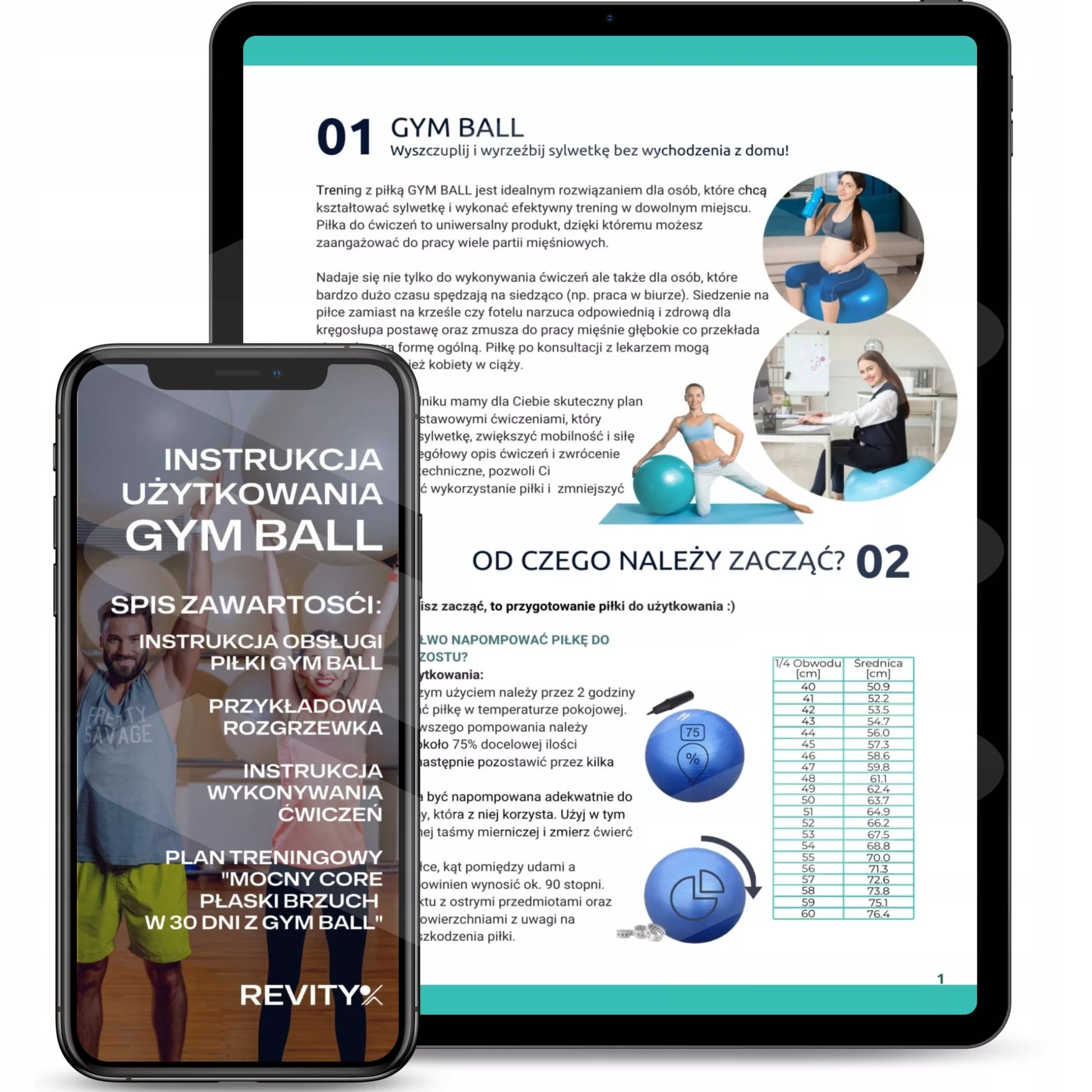 Gimnastikos kamuolys pratimams, treniruotėms, fitnesui, reabilitacijai - Didelis 65 cm