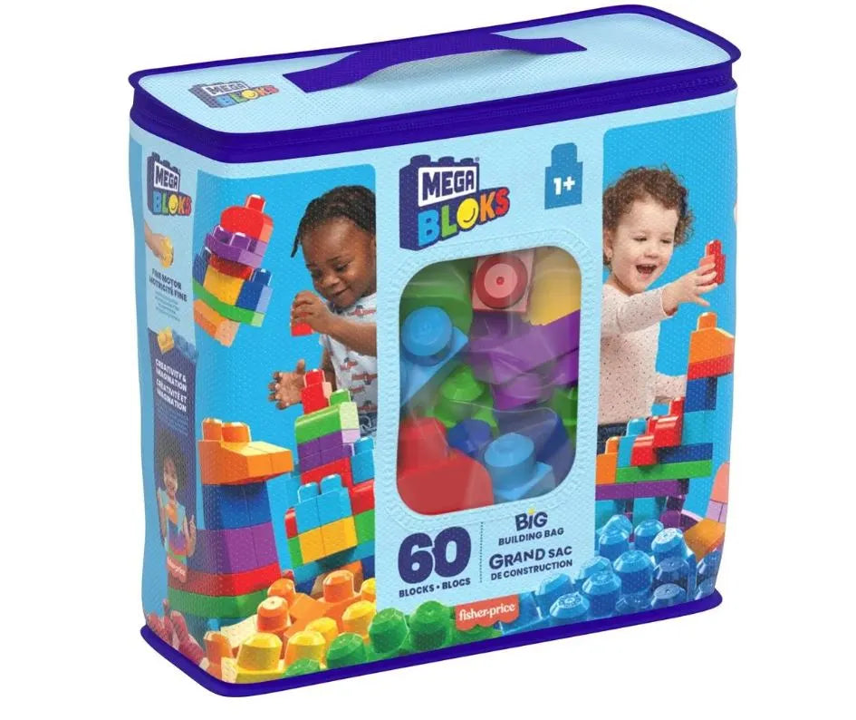 Fisher-Price MEGA BLOKS didelis ekologiškas krepšys su kaladėlėmis, 60 vnt., DCH55