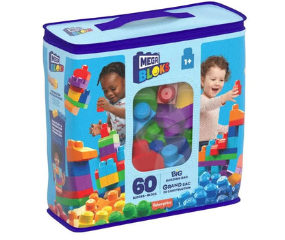 Fisher-Price MEGA BLOKS didelis ekologiškas krepšys su kaladėlėmis, 60 vnt., DCH55