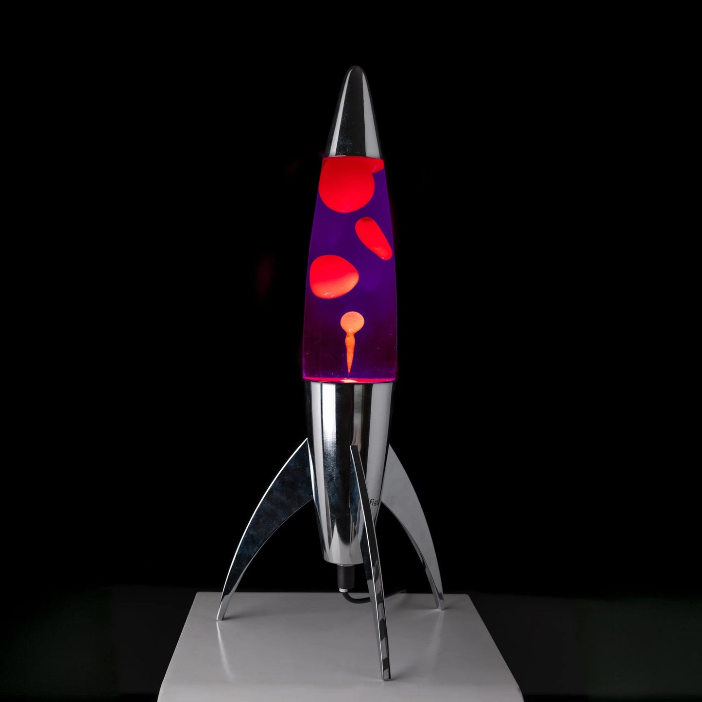 Fisura violetinė lavos lempa „rocket“ su chromuotu pagrindu