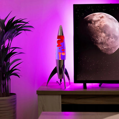 Fisura violetinė lavos lempa „rocket“ su chromuotu pagrindu