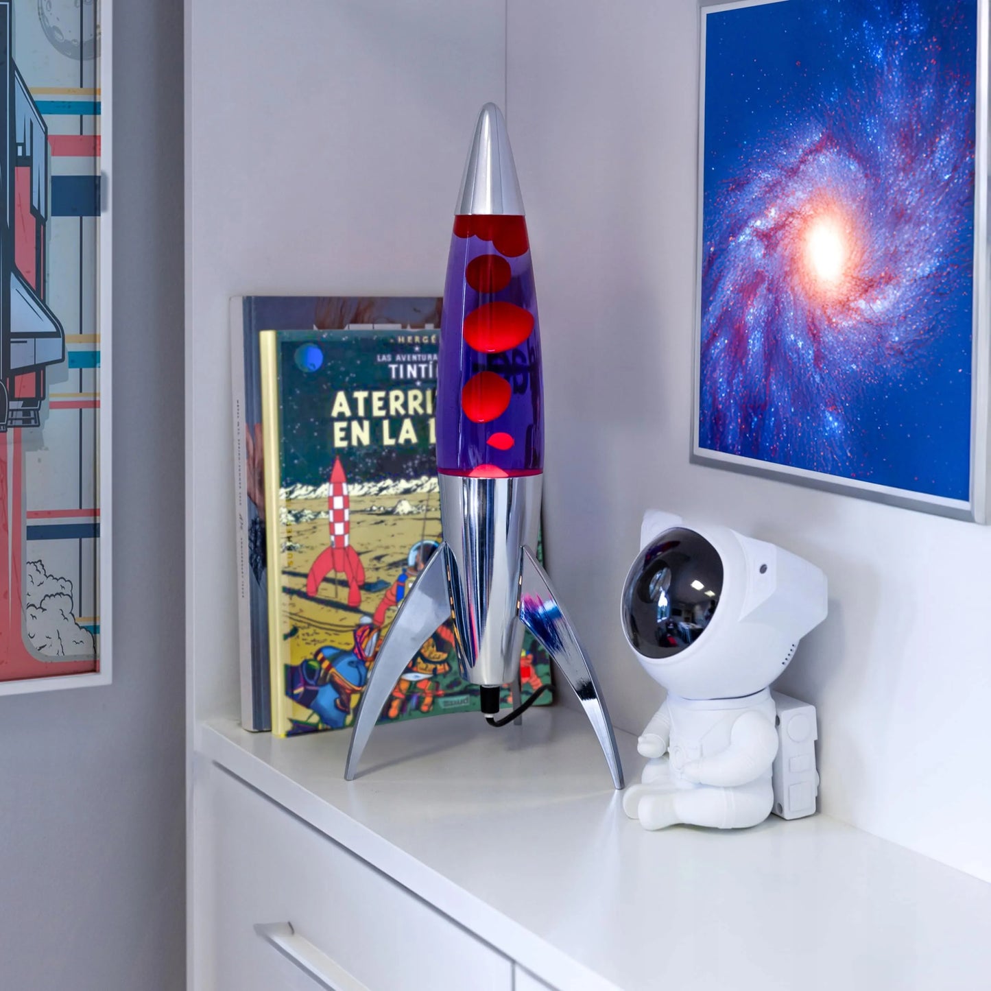 Fisura violetinė lavos lempa „rocket“ su chromuotu pagrindu