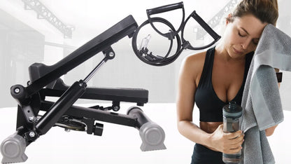 Fit4Med pasukamas stepper treniruoklis su elastinėmis virvėmis ir LCD ekranu