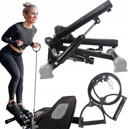 Fit4Med pasukamas stepper treniruoklis su elastinėmis virvėmis ir LCD ekranu
