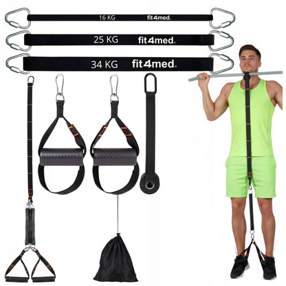 Fit4Med TRX CrossFit treniruočių diržai, reguliuojami 35-163 lbs