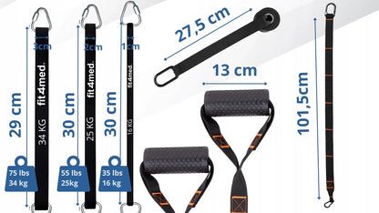 Fit4Med TRX CrossFit treniruočių diržai, reguliuojami 35-163 lbs