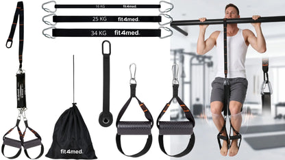Fit4Med TRX CrossFit treniruočių diržai, reguliuojami 35-163 lbs