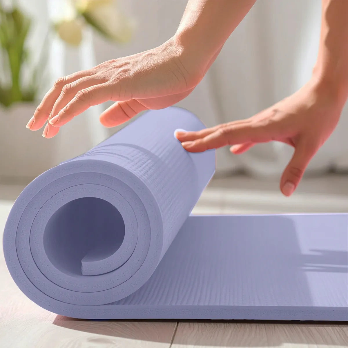 Fit.Me jogos ir fitneso kilimėlis, minkštas, storas, 1,5 cm NBR, levandų spalvos