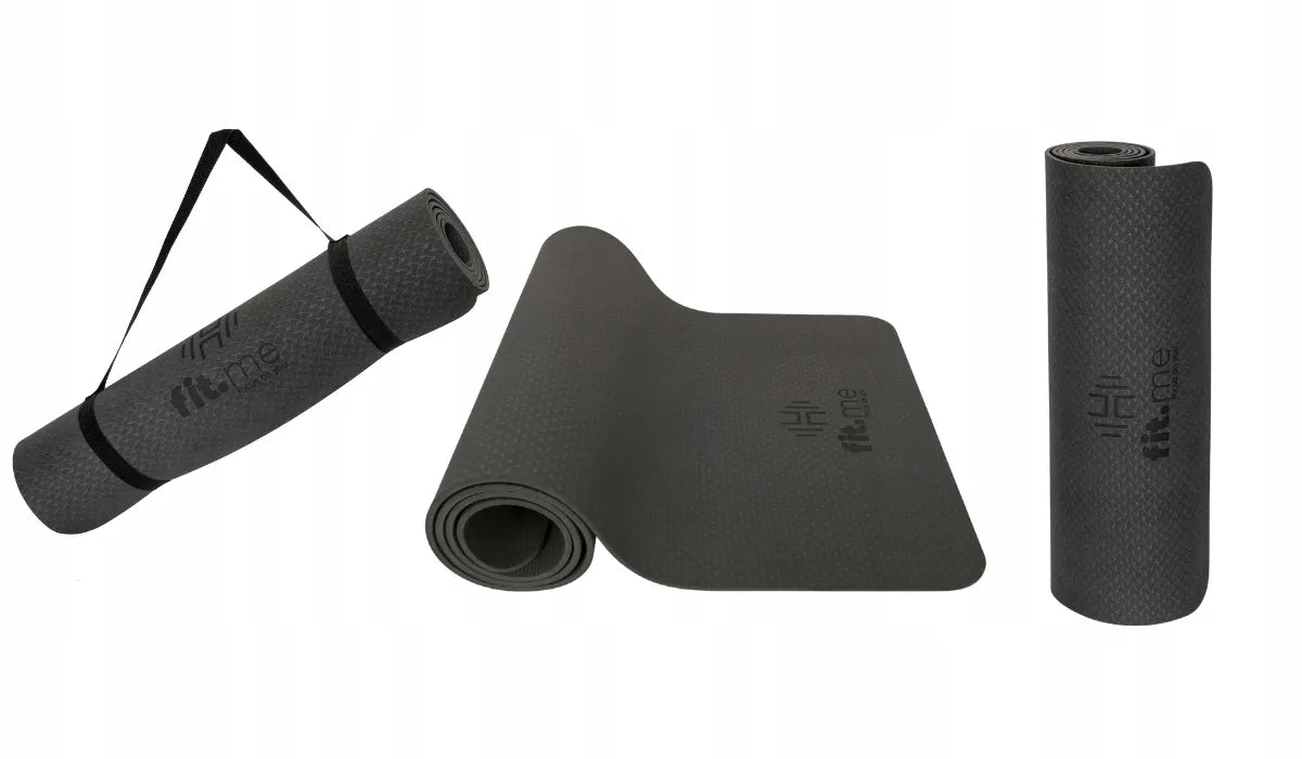 Fit.Me jogos ir fitneso kilimėlis, storas 0,6 cm, neslystantis, juodas