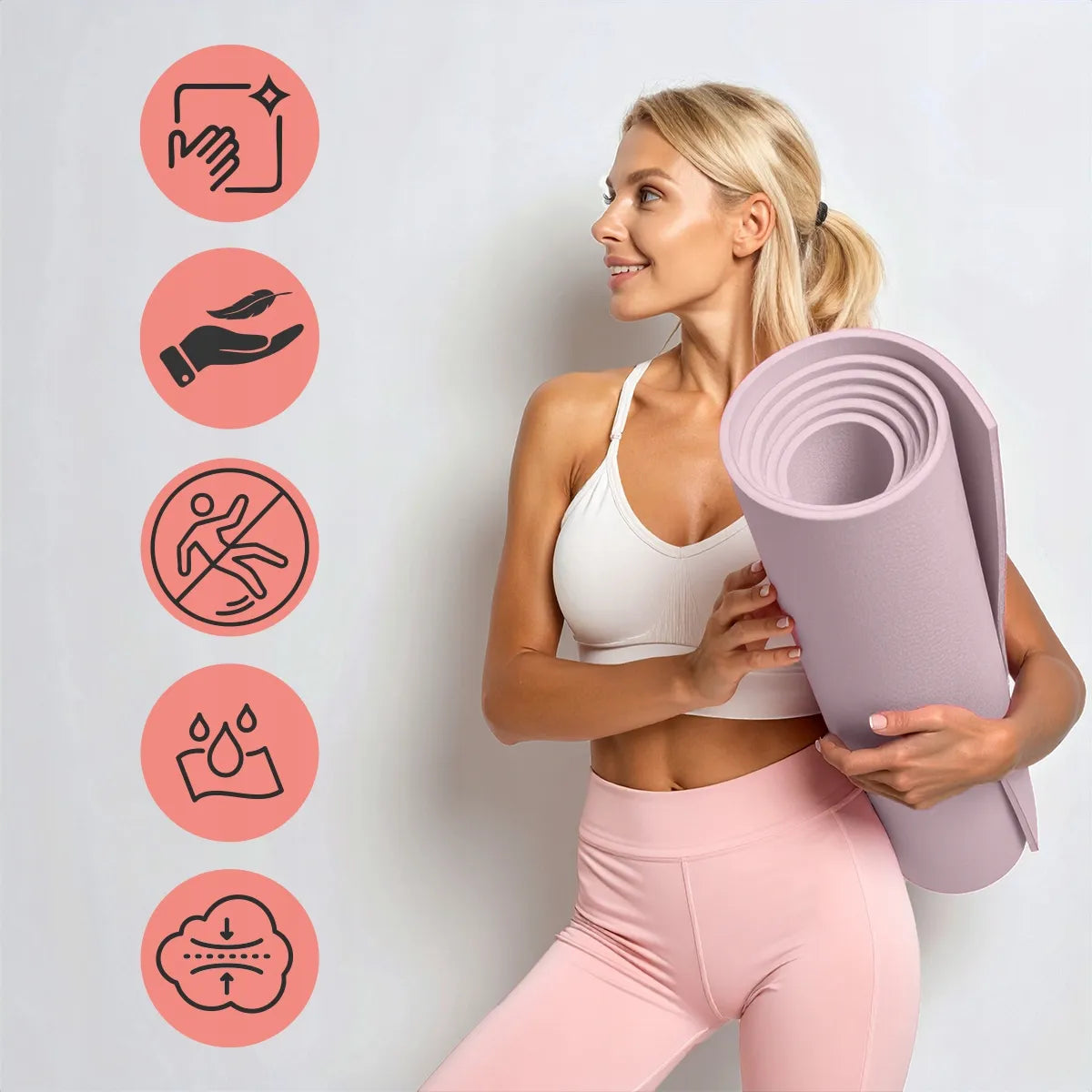 Fit.Me jogos kilimėlis – minkštas, 1,5 cm storio, treniruočių fitneso kilimėlis
