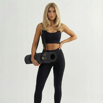 Fit.Me jogos kilimėlis Pilates, zomšinis, neslystantis, stabilus, minkštas, juodas