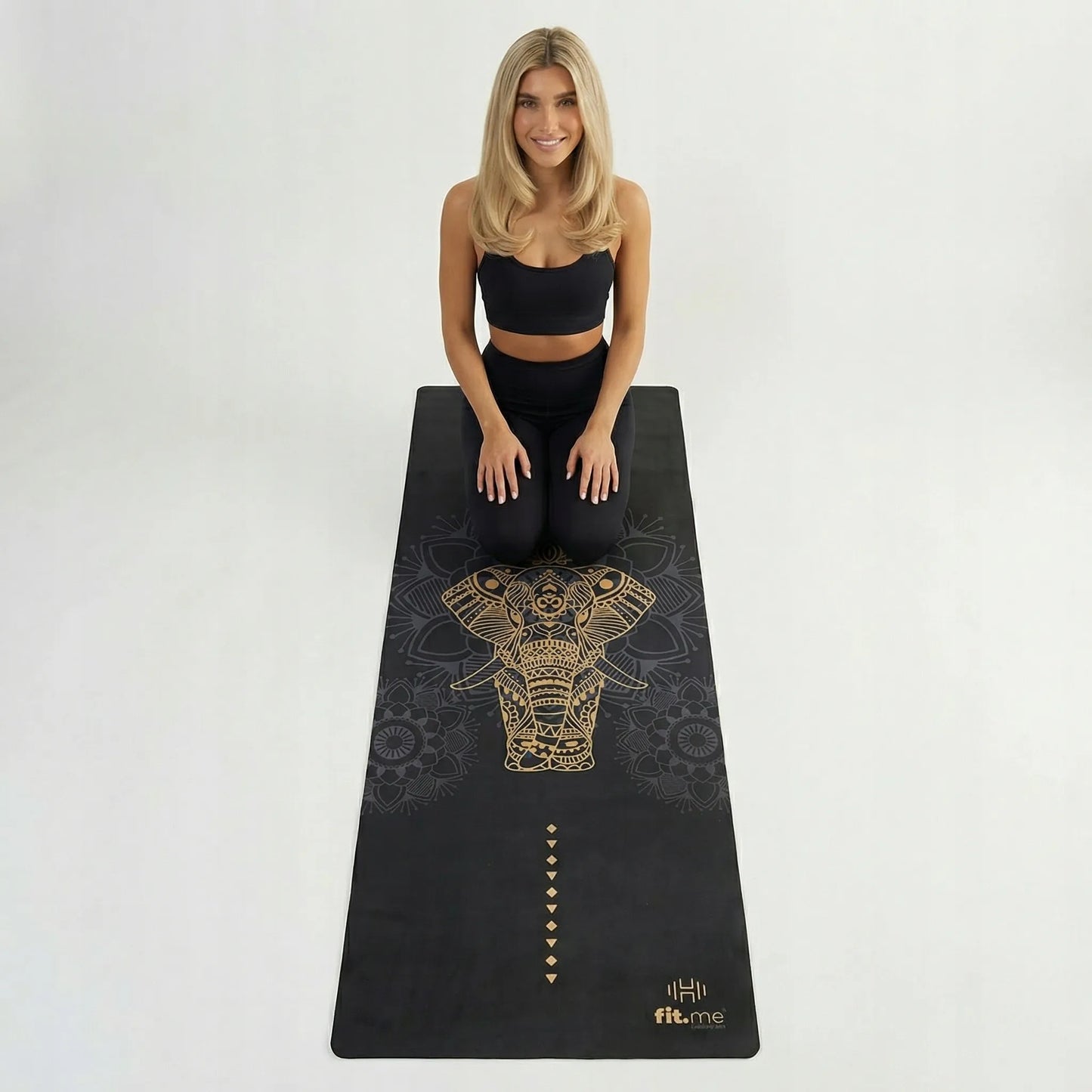 Fit.Me jogos kilimėlis Pilates, zomšinis, neslystantis, stabilus, minkštas, juodas