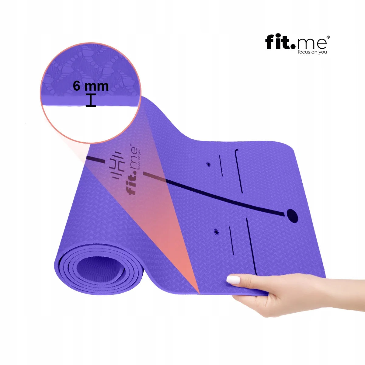 Fit.Me jogos, pilateso ir mankštos kilimėlis iš TPE su raštu, neslystantis