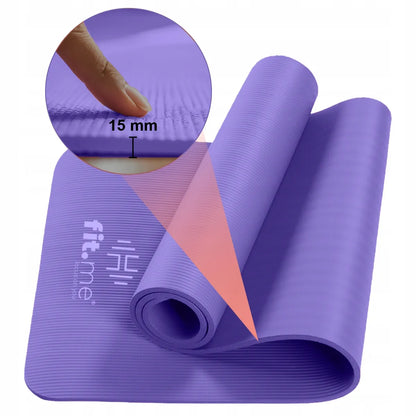 Fit.Me NBR mankštos kilimėlis jogai ir fitnesui 1,5 cm, violetinis