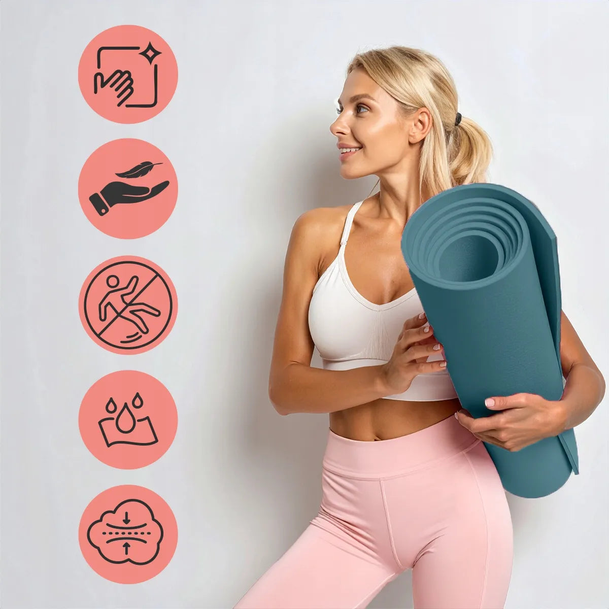 Fit.Me NBR sportinis kilimėlis jogai ir fitnesui, minkštas, storas 1,5 cm