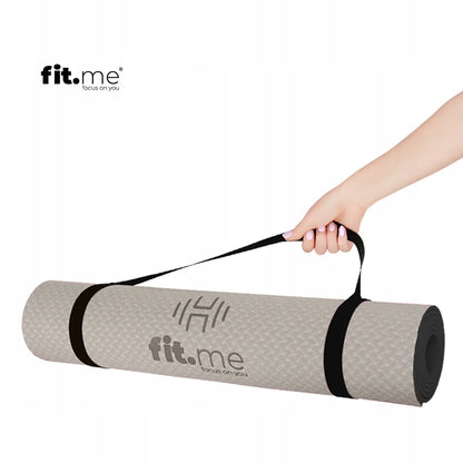 Fit.Me TPE sportinis kilimėlis jogai ir pilatesui, neslystantis, smėlio spalvos, 183x61 cm