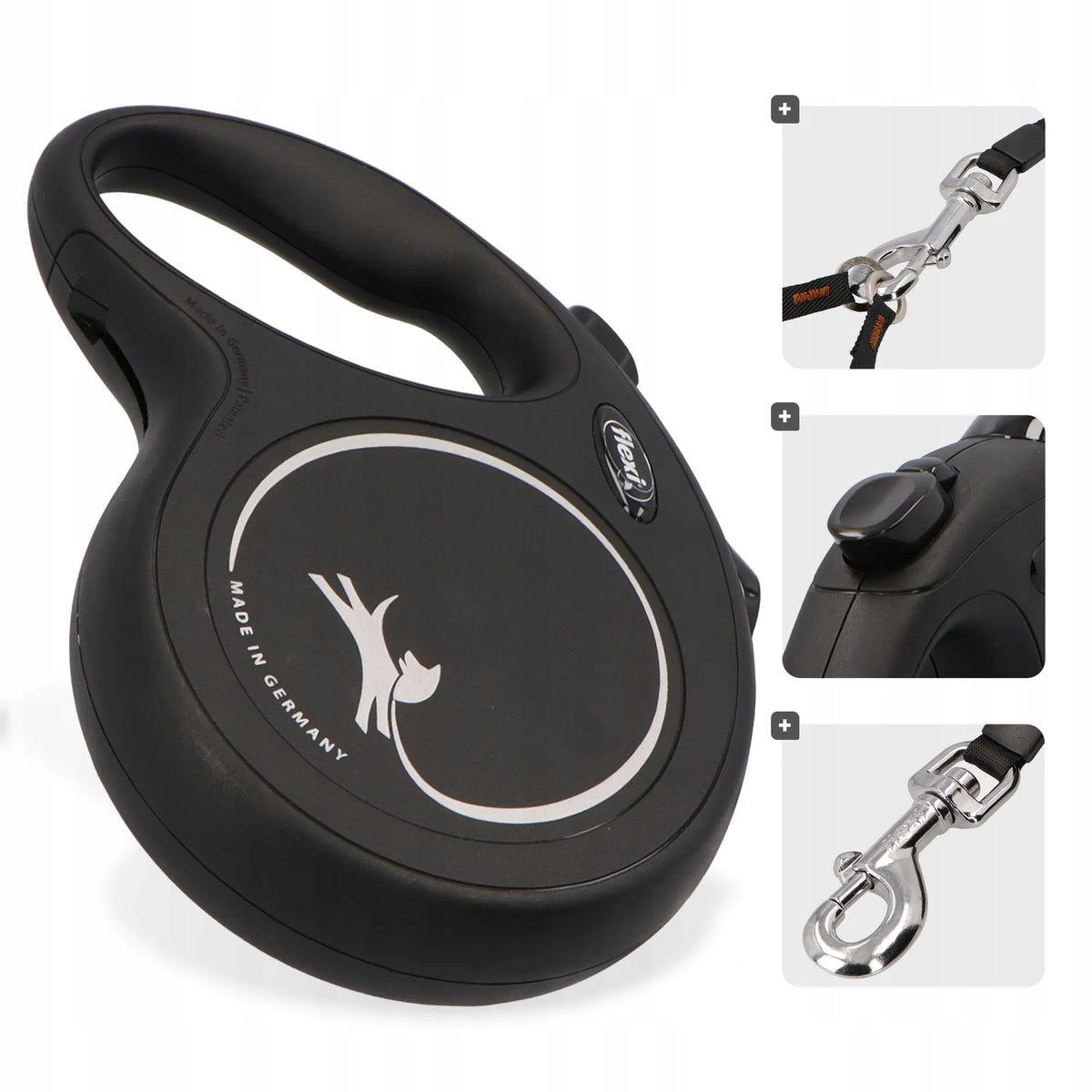 „Flexi New Classic“ automatinis juostinis pavadėlis šuniui, L, 8 m, iki 50 kg, juodas