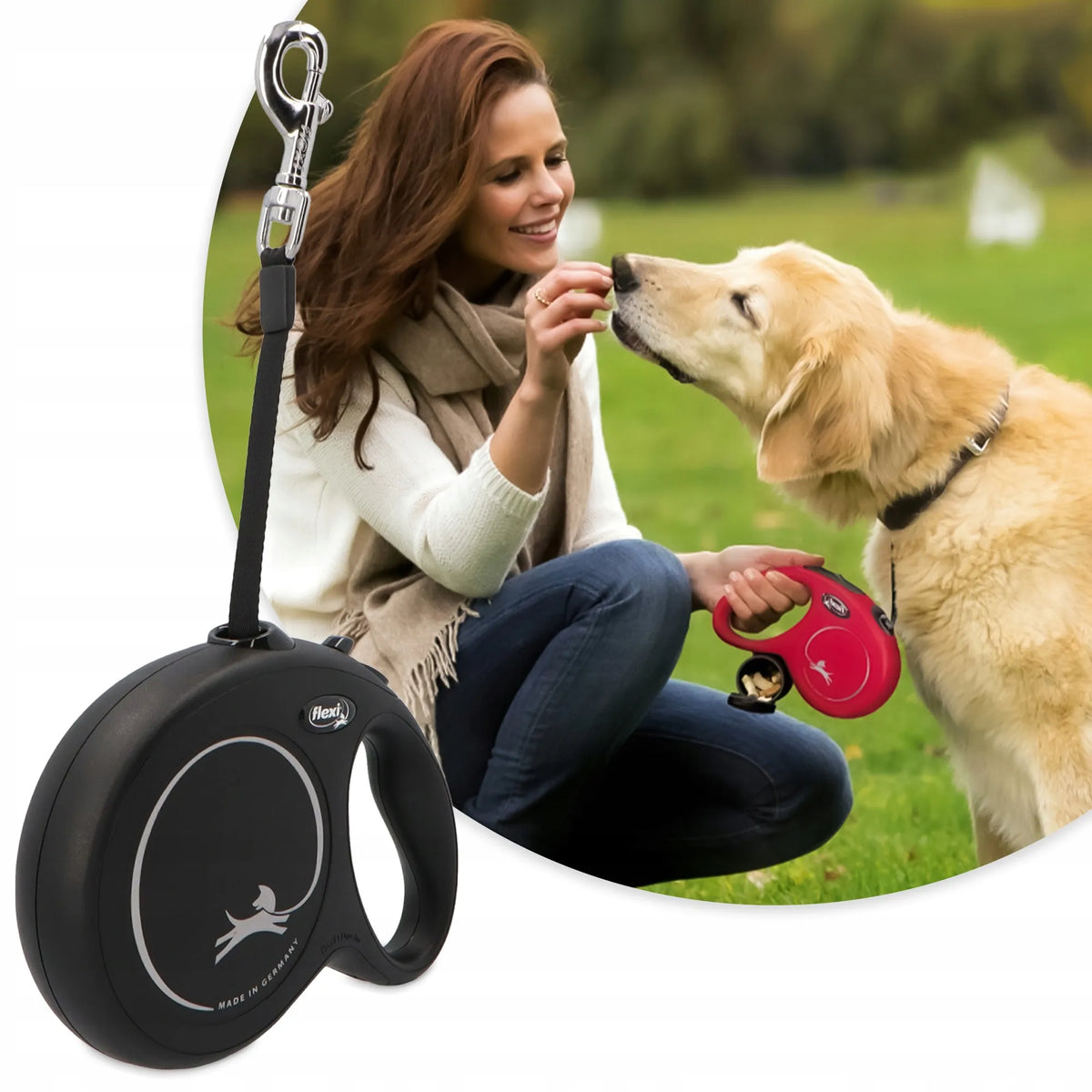 „Flexi New Classic“ automatinis juostinis pavadėlis šuniui, L, 8 m, iki 50 kg, juodas