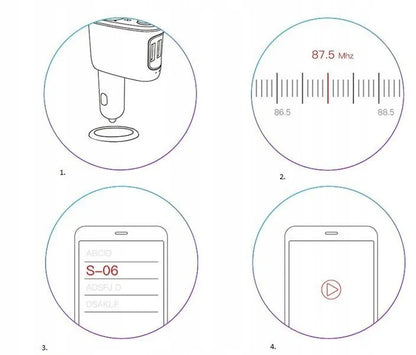 FM siųstuvas Baseus S-09A Bluetooth 2xUSB microSD įkroviklis LCD ekranas