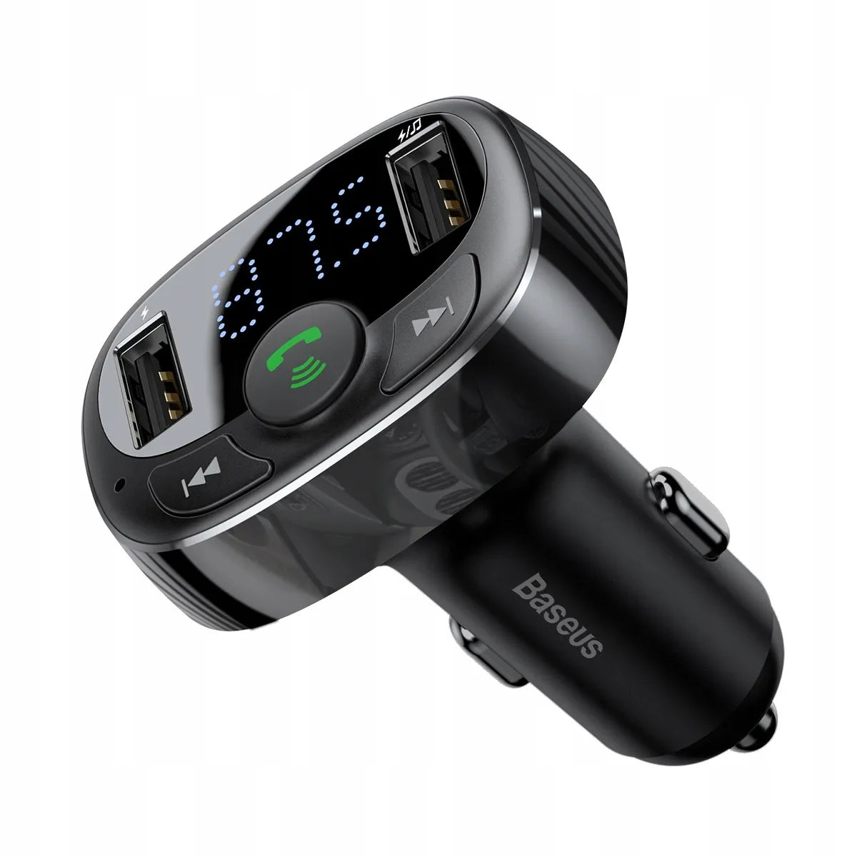 FM siųstuvas Baseus S-09A Bluetooth 2xUSB microSD įkroviklis LCD ekranas